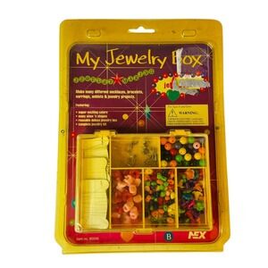 Vtg Kids Jewelry Making Kit Kids Arts and Crafts Beads Toy‎ My Jewelry Box NEX